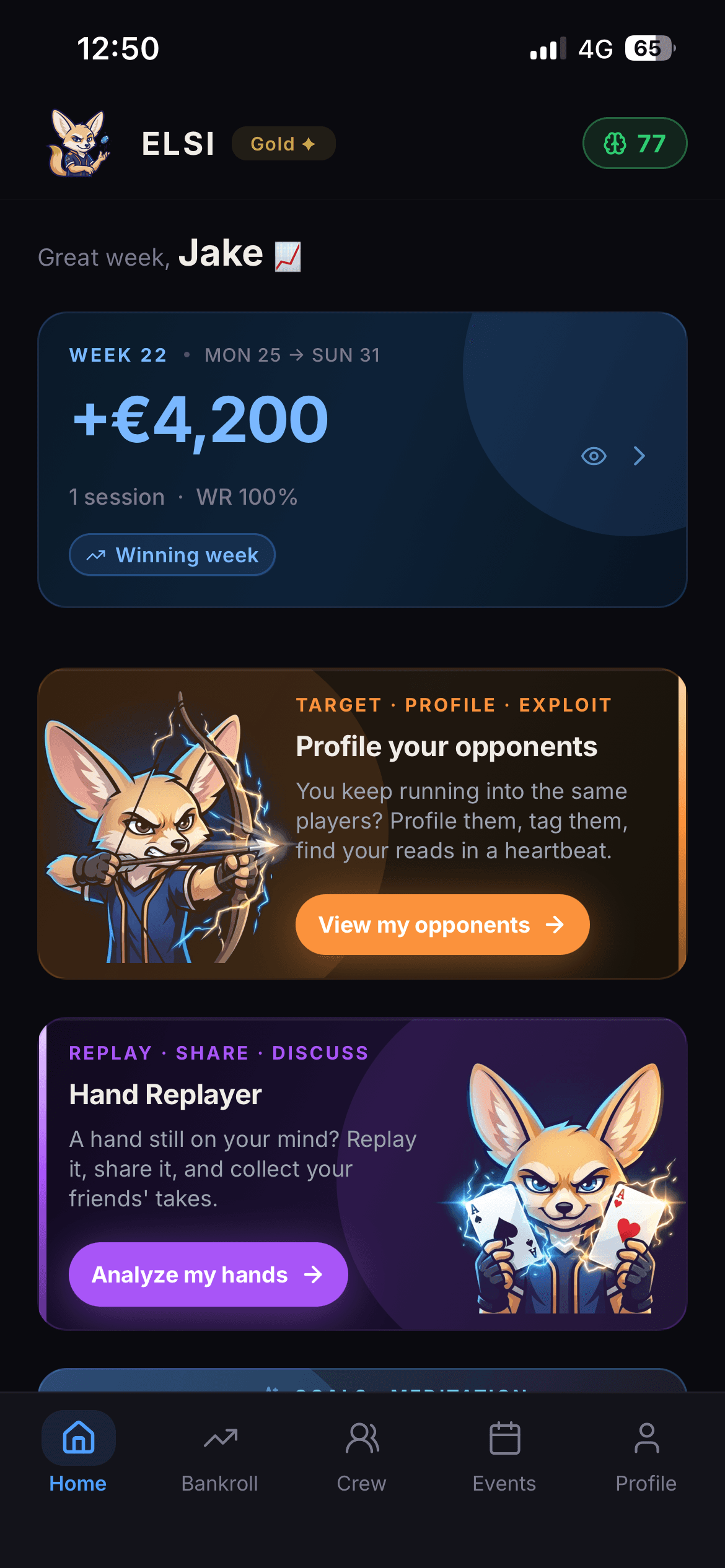 Live bankroll, session-by-session